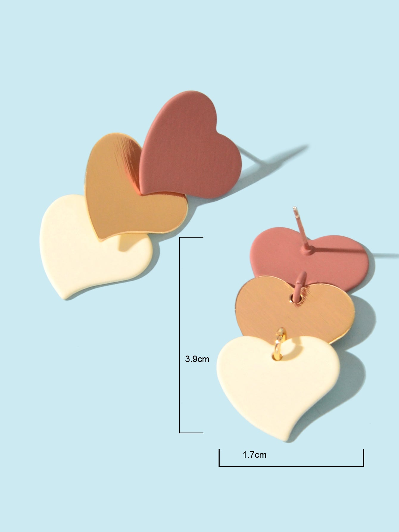 Lightweight Multilevel Love Heart Dangle Personalized Multicolored Earrings Gift-3