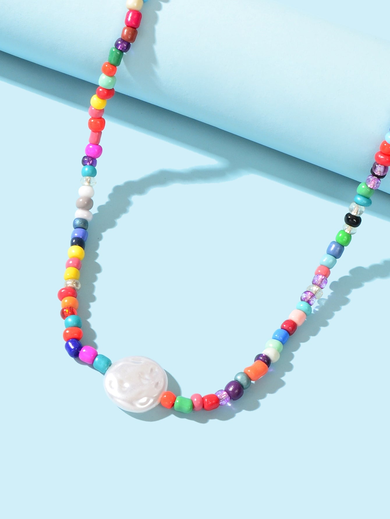 Bohemian Handmade Colourful Seed Beads Choker Y2K Beautiful Pearl Necklace Gift-3