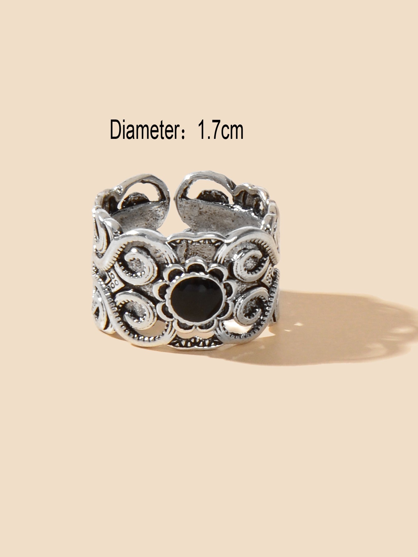 Antique Silver Plated Turkish Style Carved Vintage Girls Oxidized Designer Ring-3