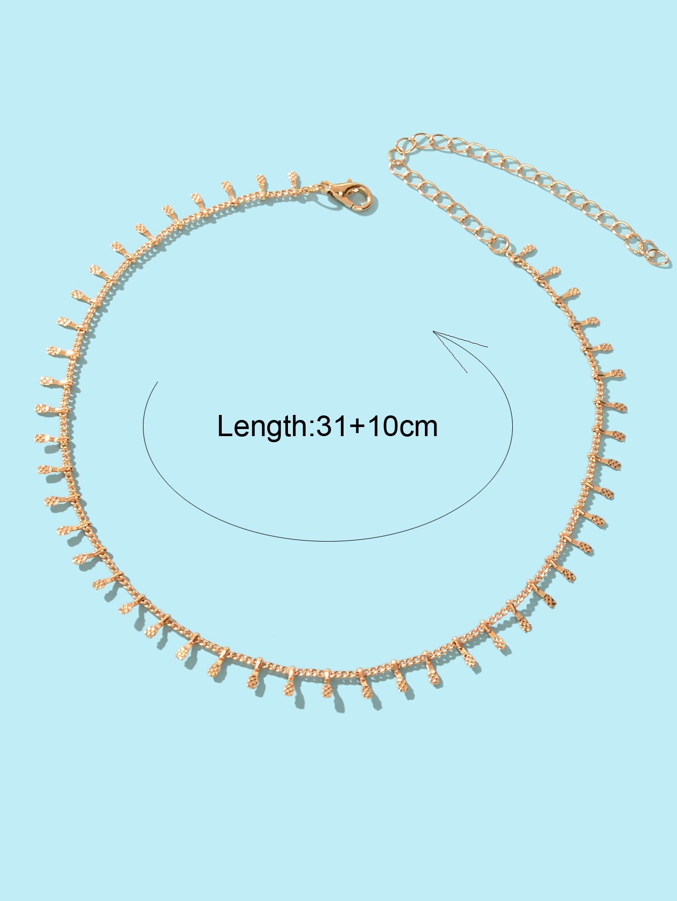 Women Party Decoration Gold Link Chain Clavicle Choker Necklace Short Collar-3