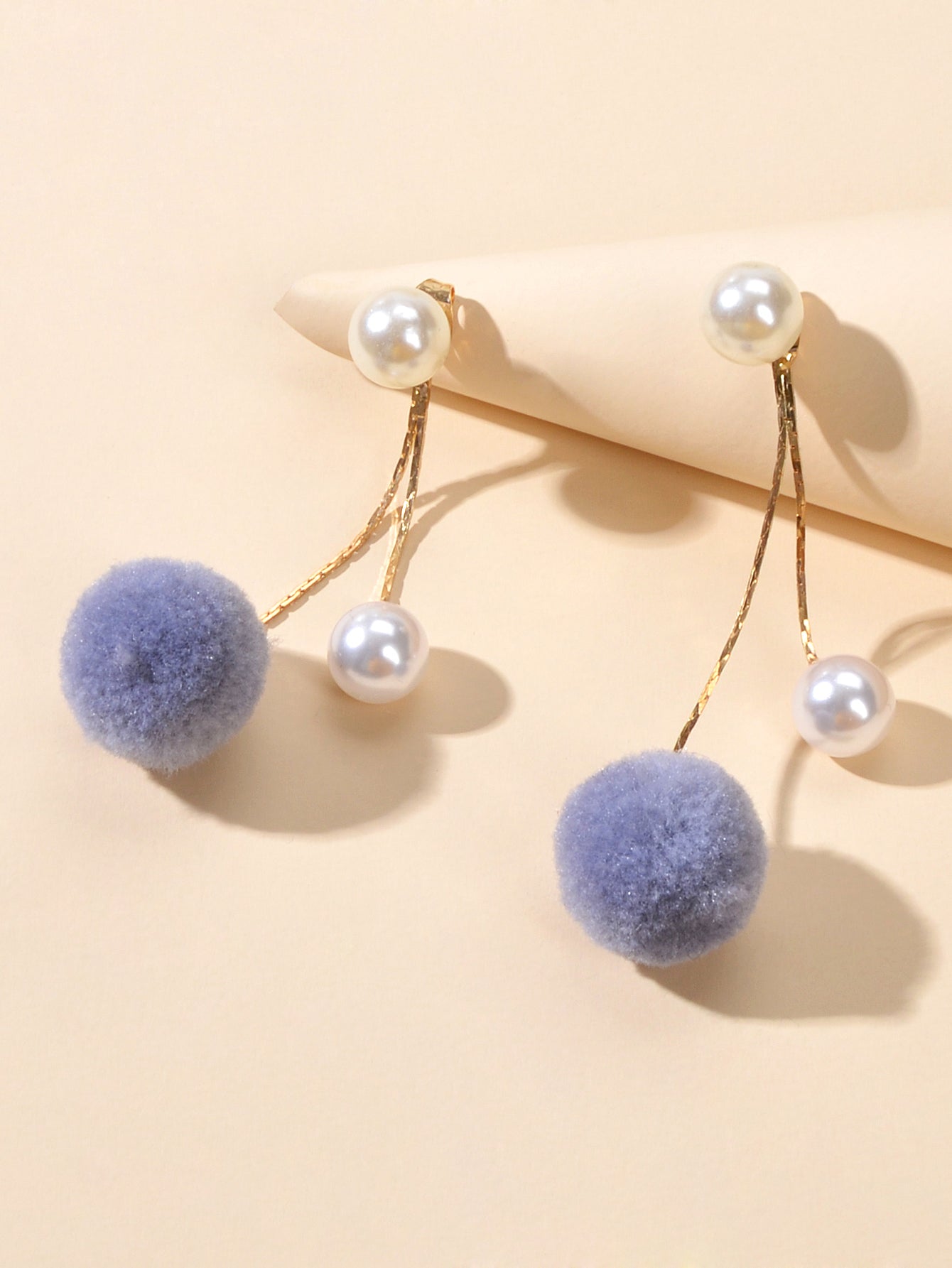 Retro Gold Chain Pearl Decor Ball Dangle Earrings Designer Jewellery Ear Jacket-3