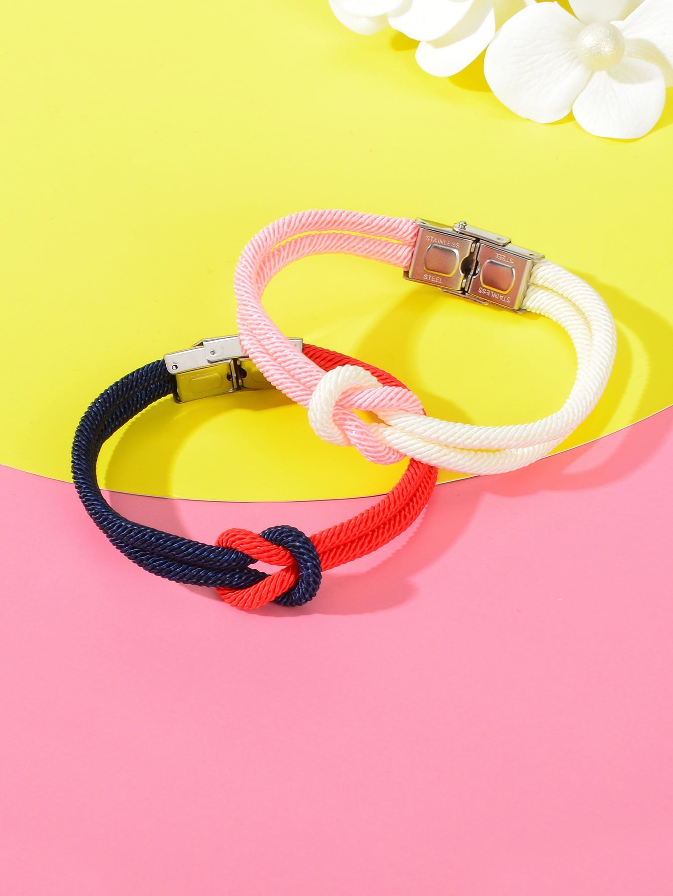 2pcs Valentine's Handmade Knotted Rope Bracelet Matching Couple Best Friend Gift-4