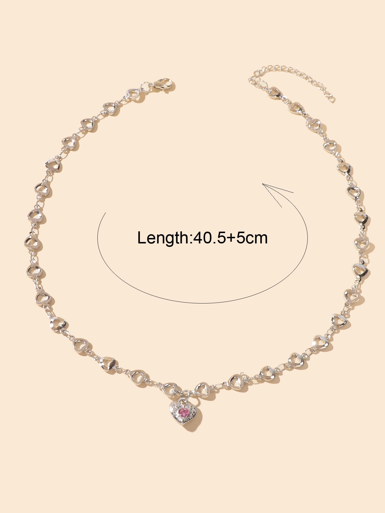 Birthday Anniversary Jewelry Titanium Steel Pink Rhinestone Heart Charm Necklace-3