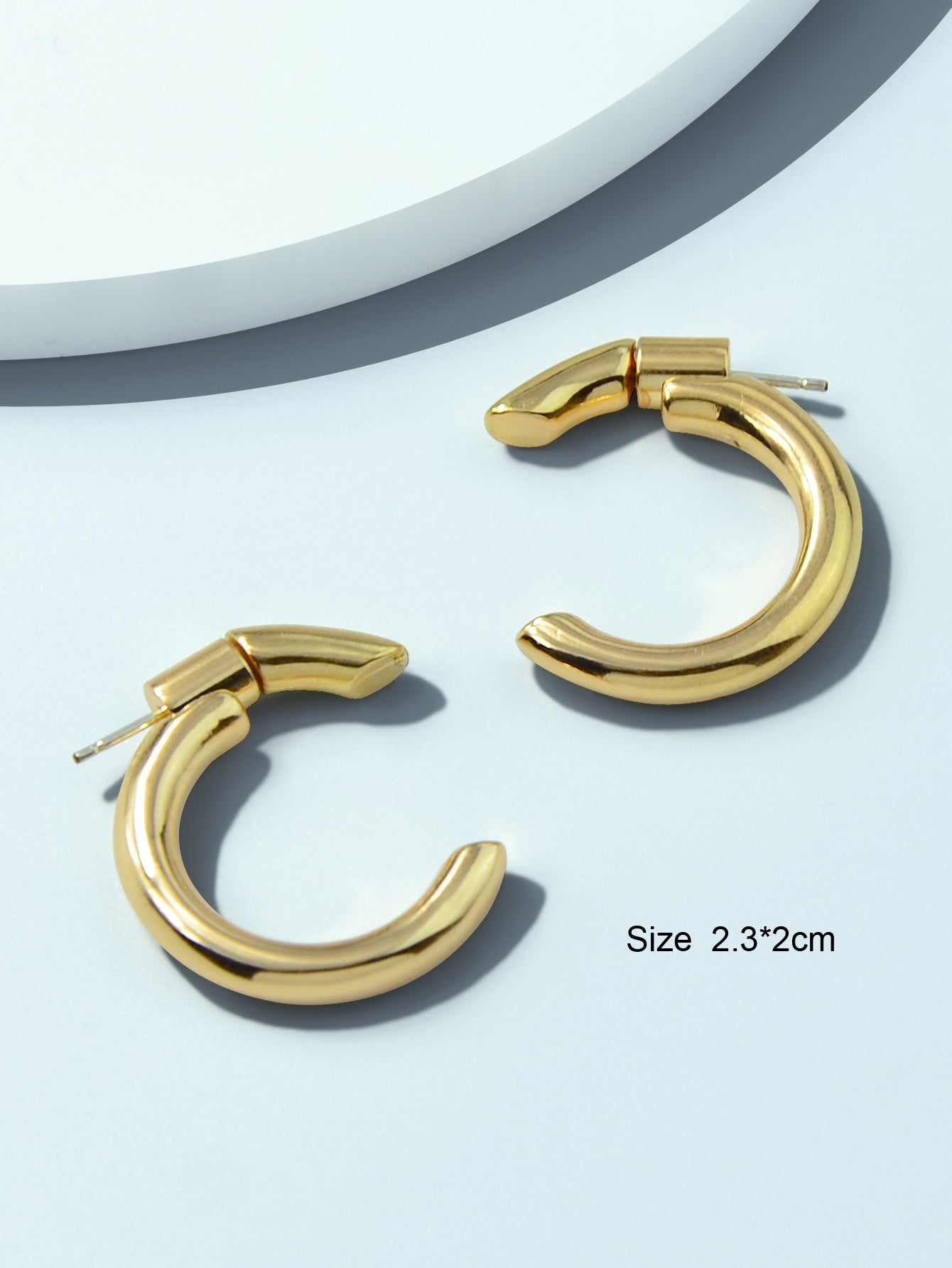 Punk Minimalist Metal Circle Huggie Hoop Pierced Statement Earrings Ear Jacket-3