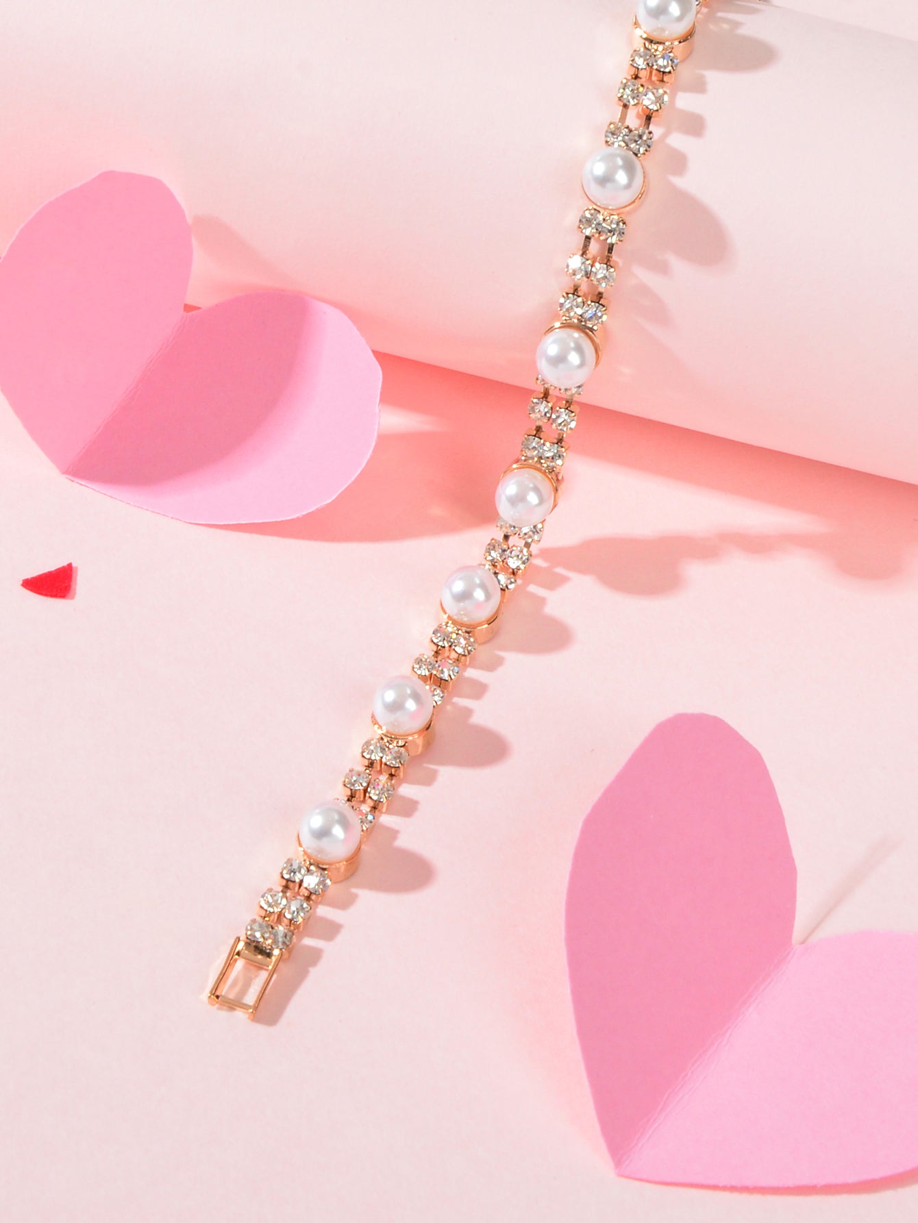Classic Elegant Handcraft Buckle Bracelet Artificial Pearl Gemstone Wristband-3