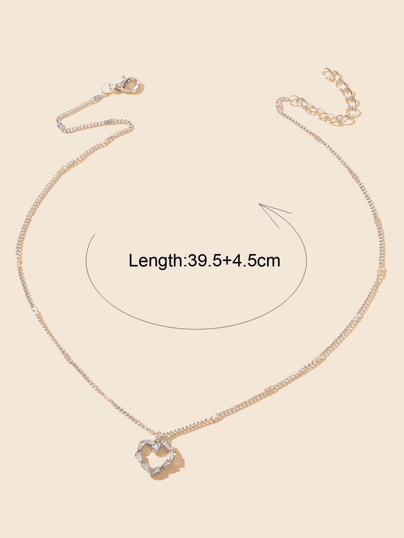 Women Dainty Gifts Silver Chain Rhinestone Heart Charm Necklace Delicate Jewelry-3