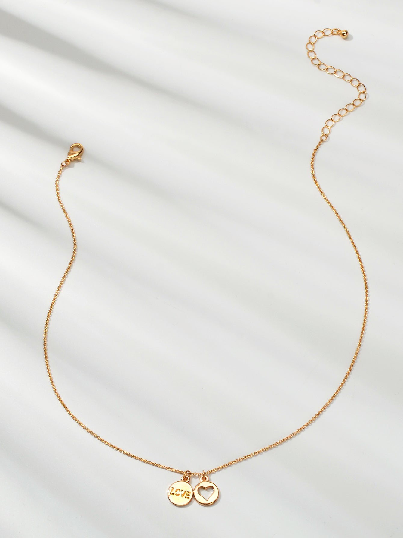 Minimalist Gold Chain Letter Love Heart Round Pendant Necklace Jewellery Gift-3