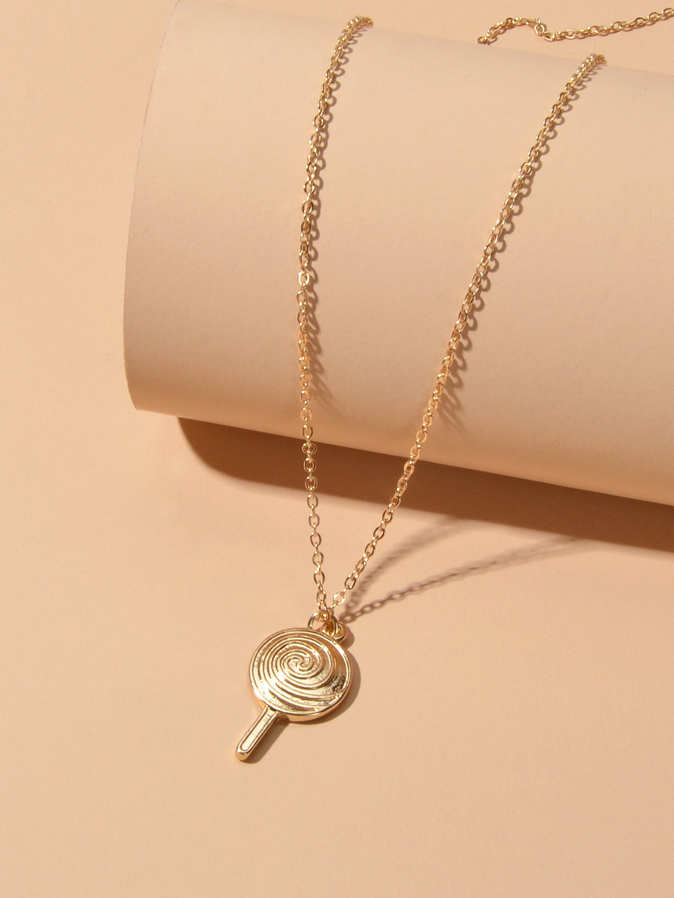 Cute Trendy Jewellery Gold Metal Finish Candy Lollies Lollipop Pendant Necklace-3