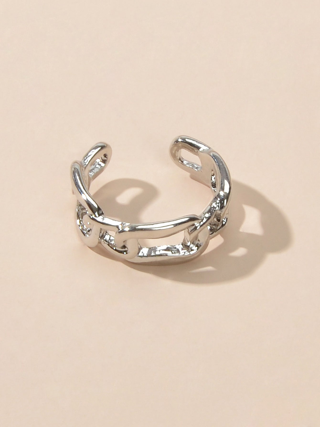 Minimalist Jewelry Metal Lock Chain Design Open Cuff Finger Trendy Ring AU Stock-3