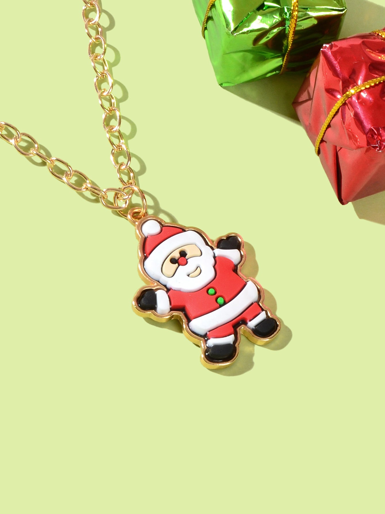 Santa Claus Pendant Necklace Christmas Ornaments Jewellery Girls Holiday Gift-3