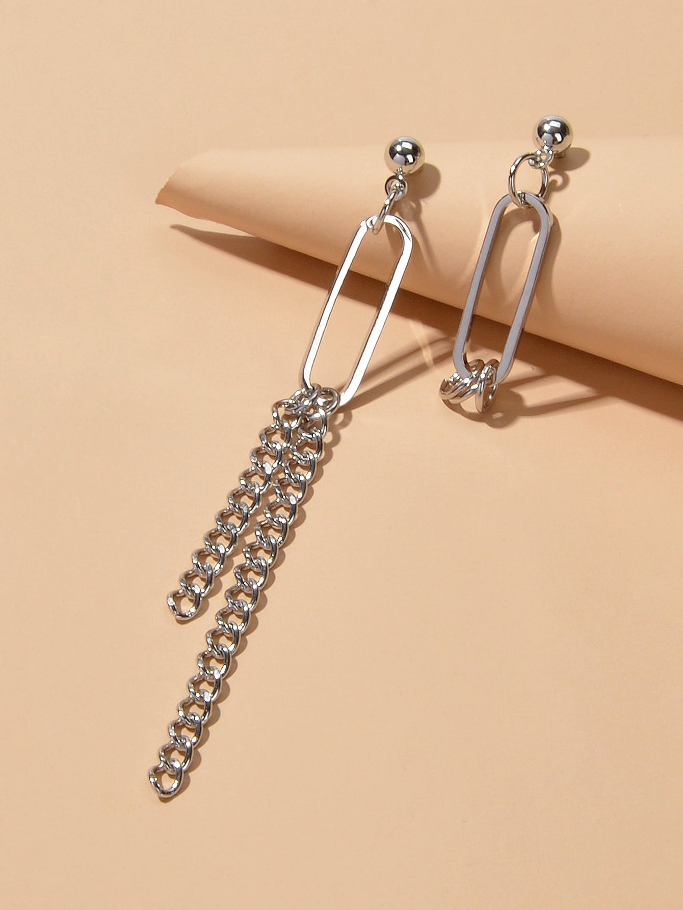 Asymmetric Jewellery Trendy Chain Dangle Pendant Punk Statement Women Earrings-3