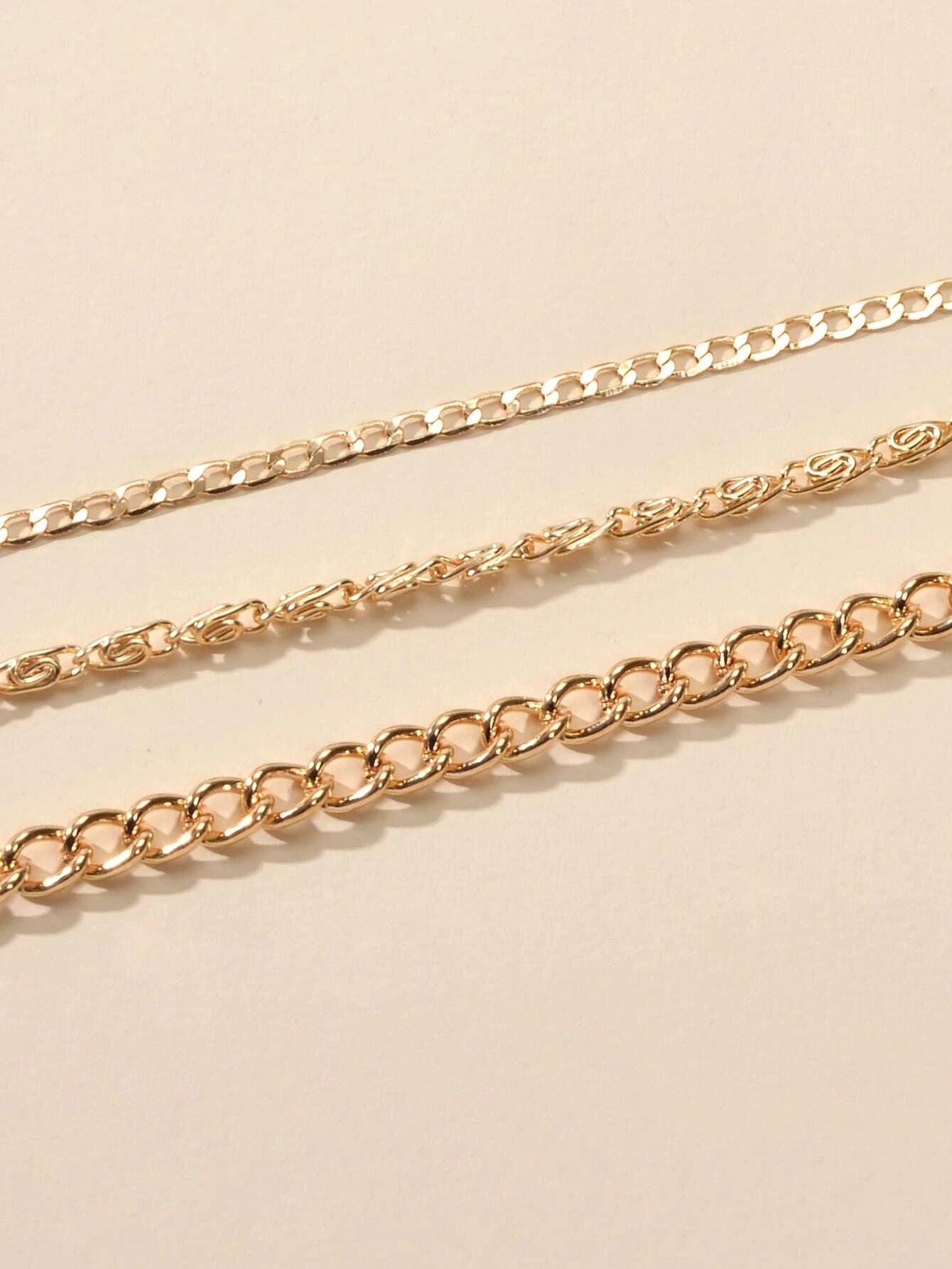 3 pcs Gold Silver Chain Boho Chic Minimalist Necklace Women Accessories Jewelry-4