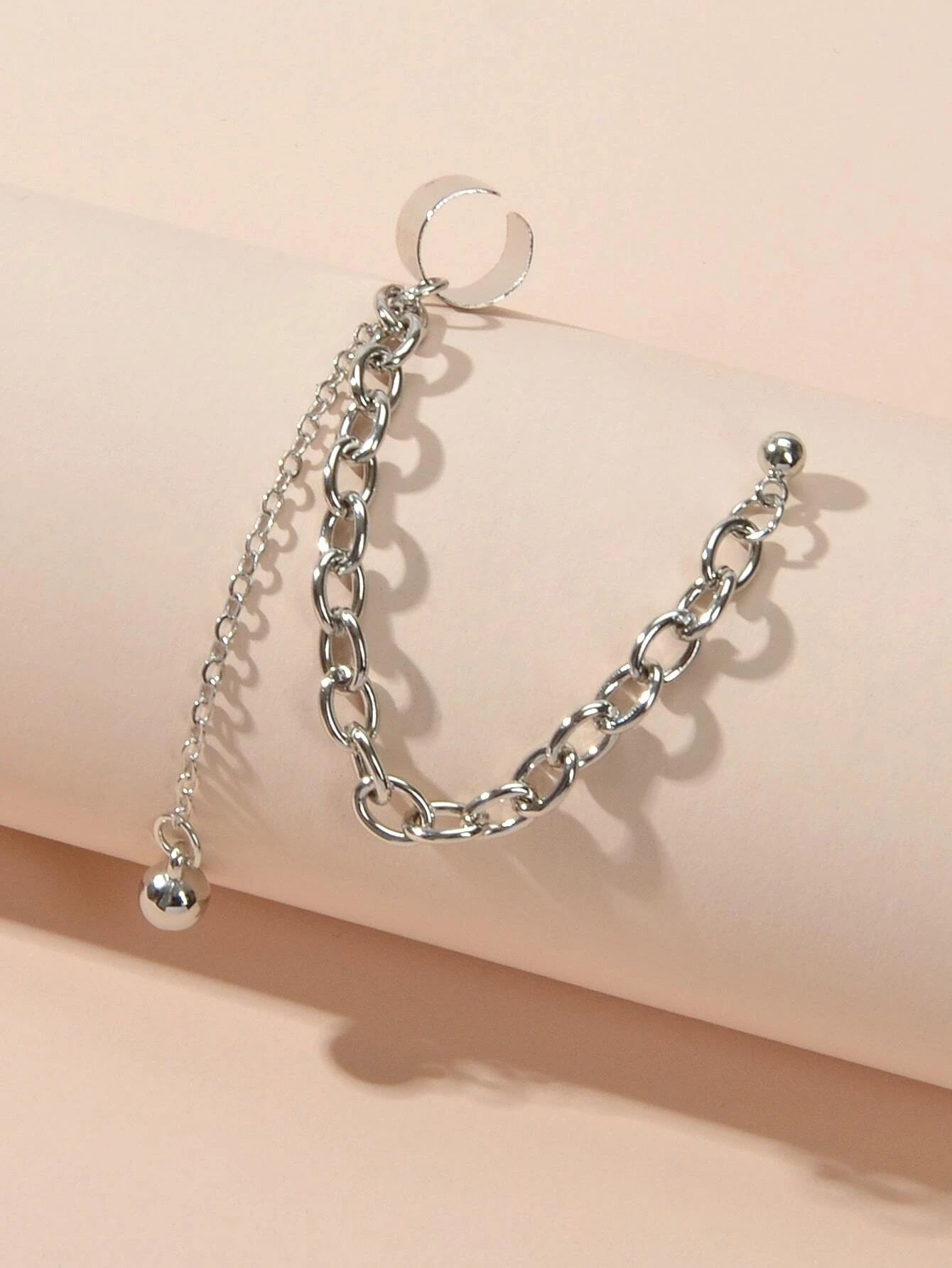 1 pc Punk Women Jewellery Silver Chain Stud Earrings Ear Cuff Wholesale Price-3