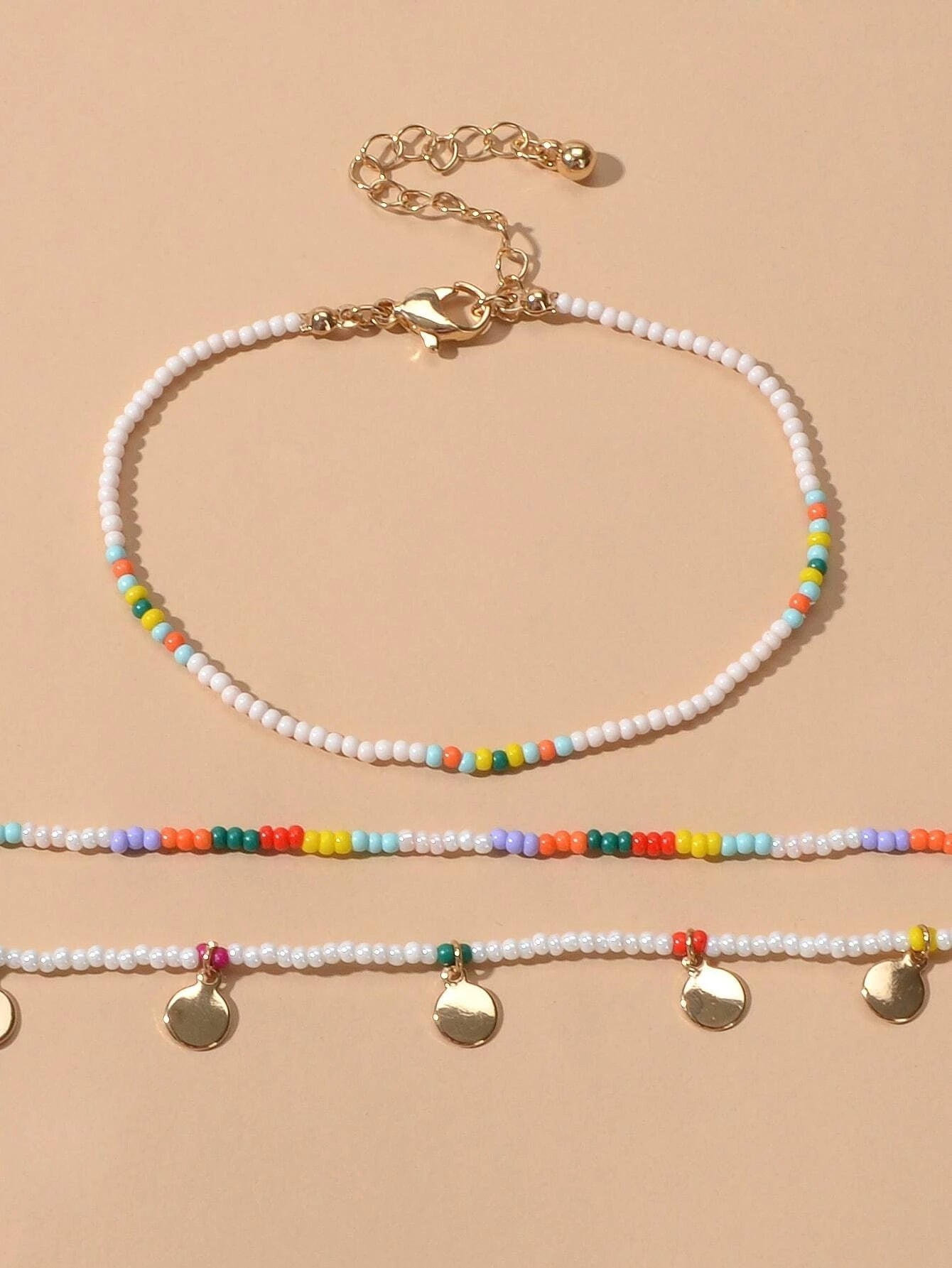 3pcs Bohemian Handmade Disc Charm Colorful Seed Beads Bracelet Ethnic Jewellery-3