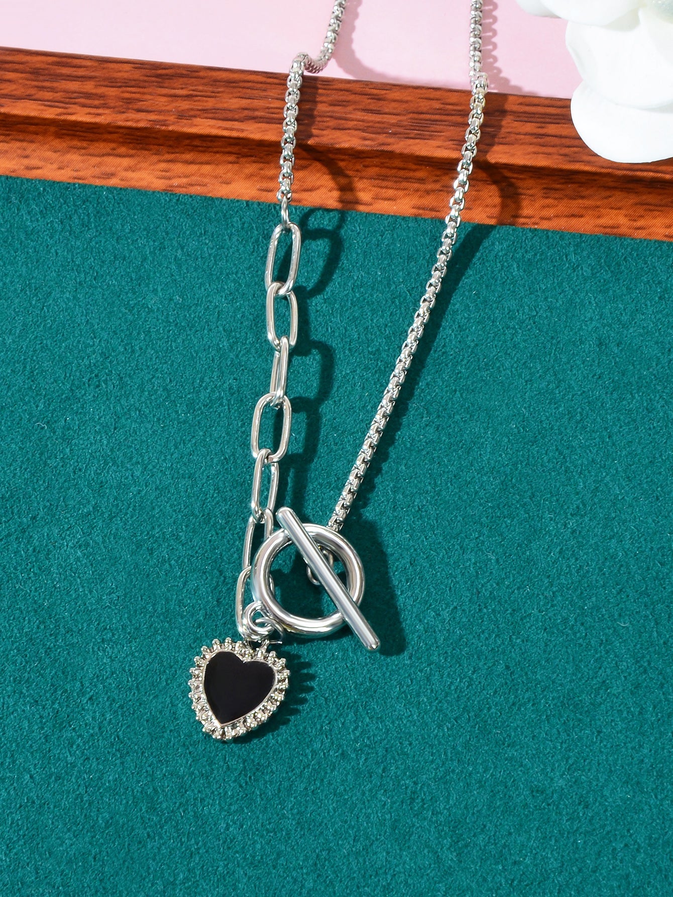 Heart-Shaped Pendant Multi-Charm Necklace Versatile Love Collection Jewellery-6