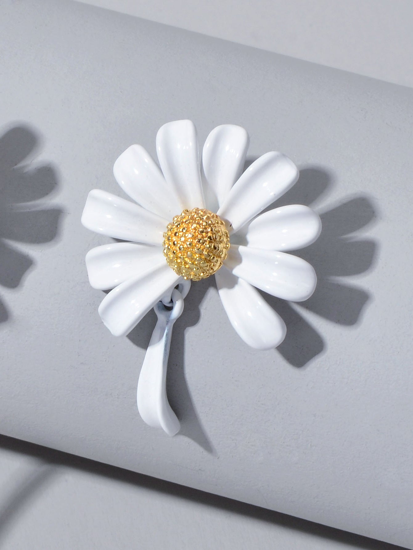 Asymmetrical White Enamel Flower Stick Stud Dangle Earrings Ear Jacket Jewellery-4