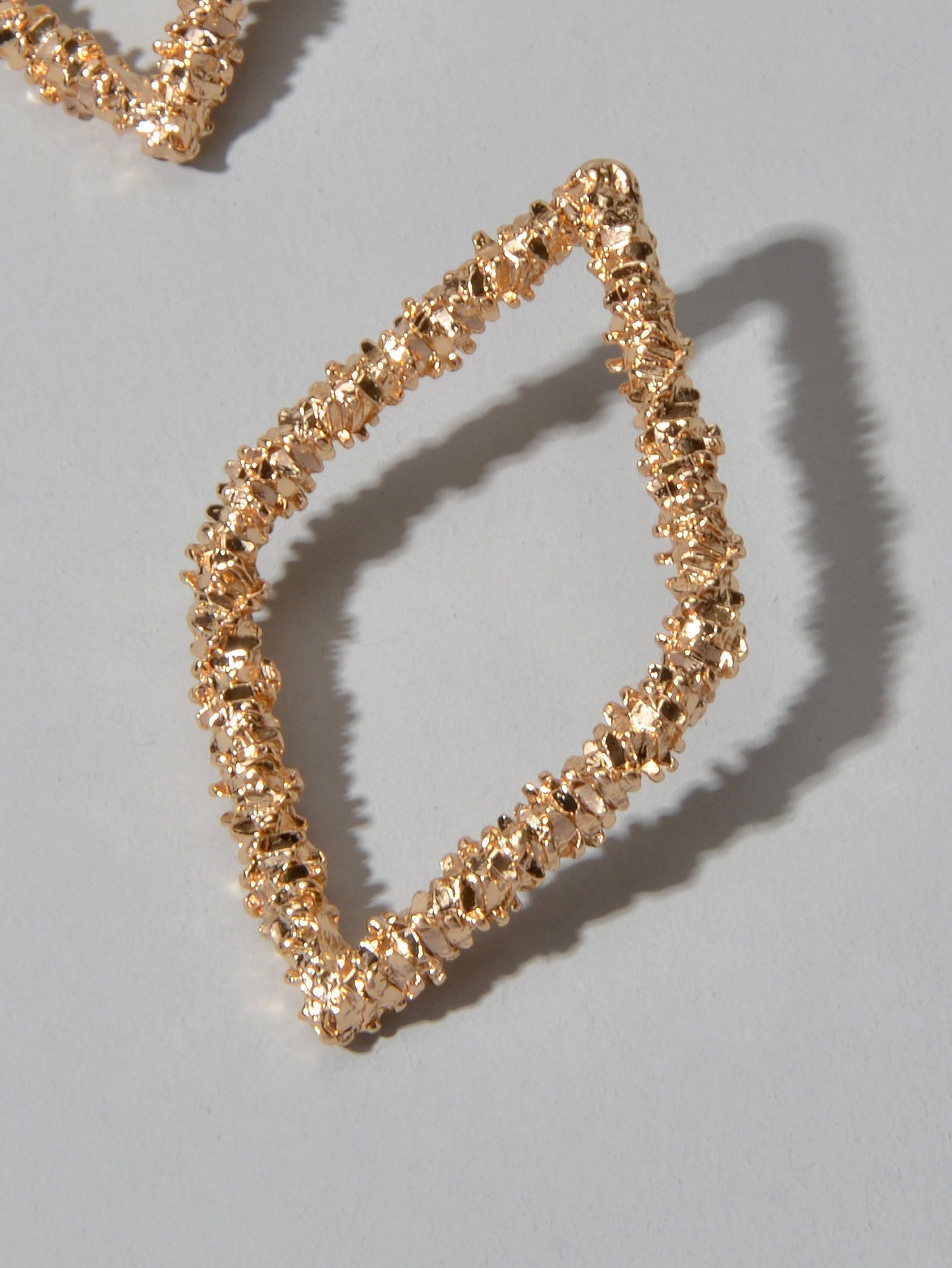 Trendy Gold Plated Rhombus Geometric Pierced Stud Earrings for Women Girls Gift-4