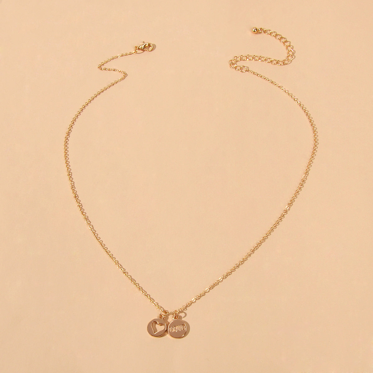 Minimalist Gold Chain Letter Love Heart Round Pendant Necklace Jewellery Gift-4