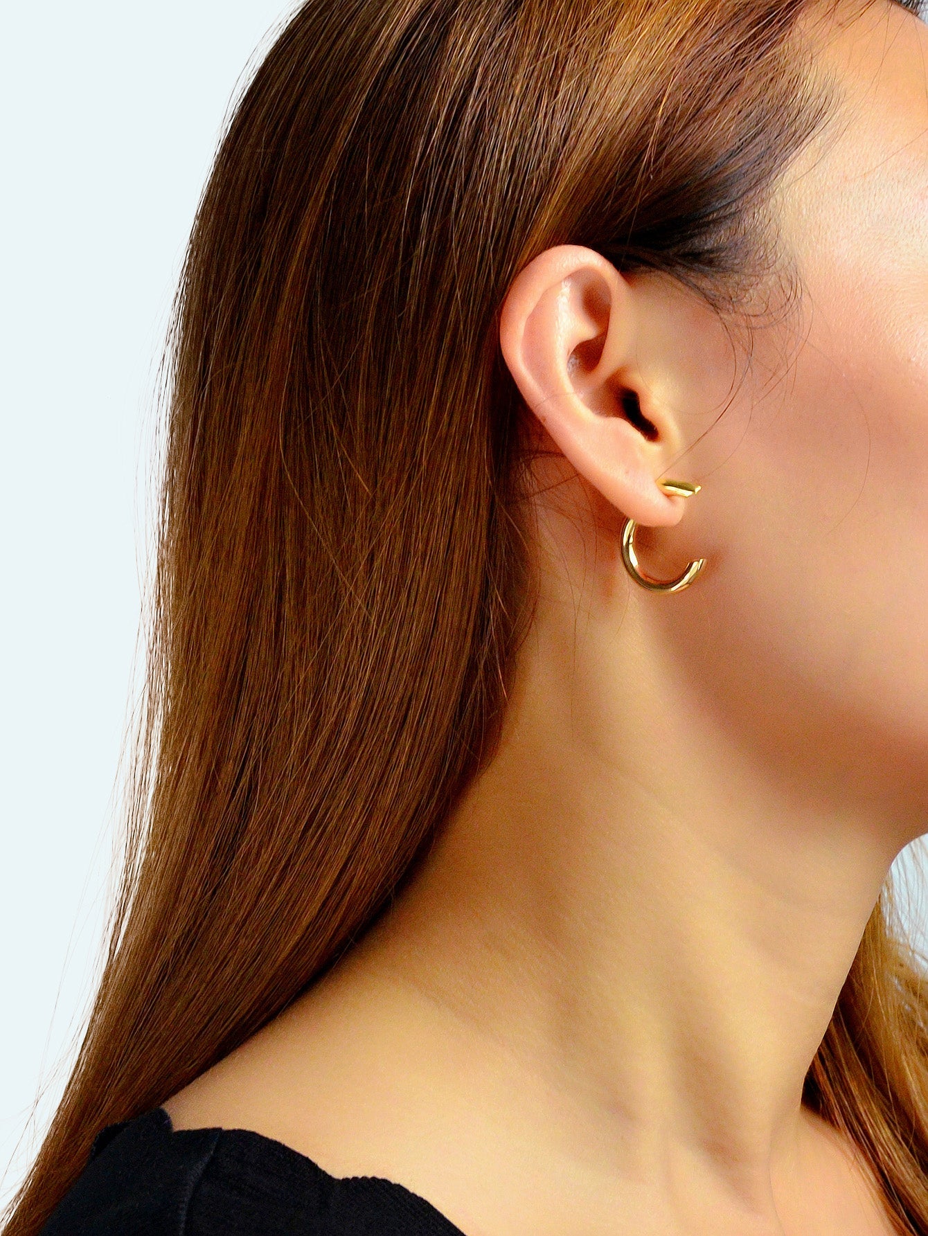 Punk Minimalist Metal Circle Huggie Hoop Pierced Statement Earrings Ear Jacket-4