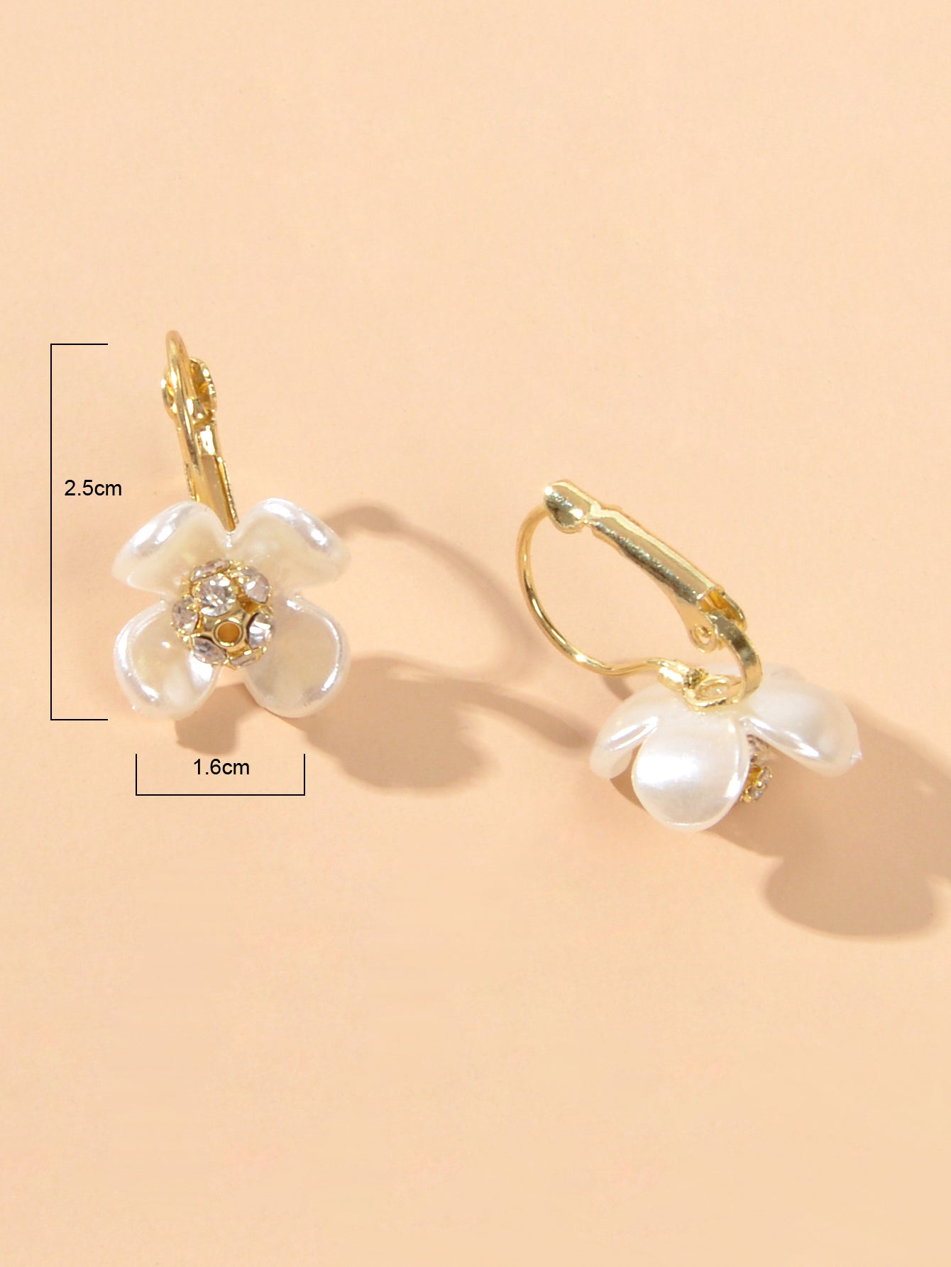 Delicate Jewelry Rhinestone White Resin Flower Hoop Bridal Party Dangle Earrings-4