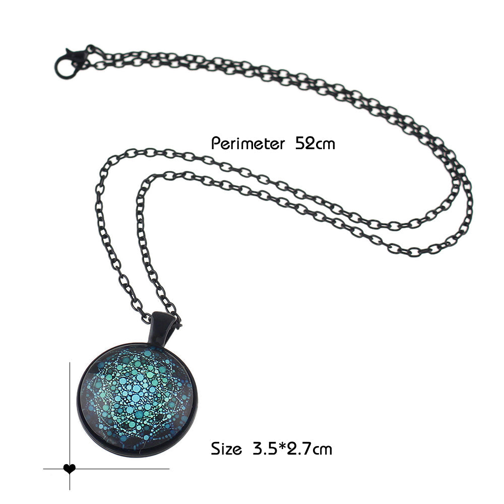 Gothic Black Chain Geometric Pattern Acrylic Round Ball Pendant Ethnic Necklace-2