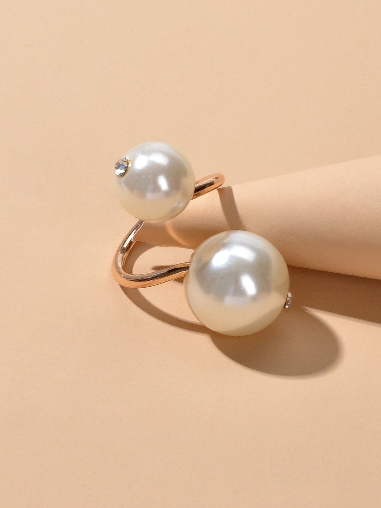 Engagement Jewellery Gift Simulated Pearl Women Wedding Promise Gold Finger Ring-2