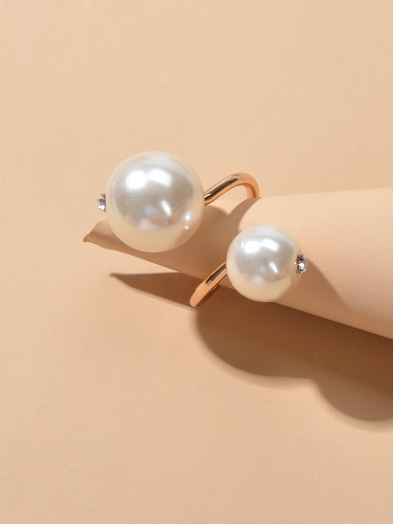 Engagement Jewellery Gift Simulated Pearl Women Wedding Promise Gold Finger Ring-3