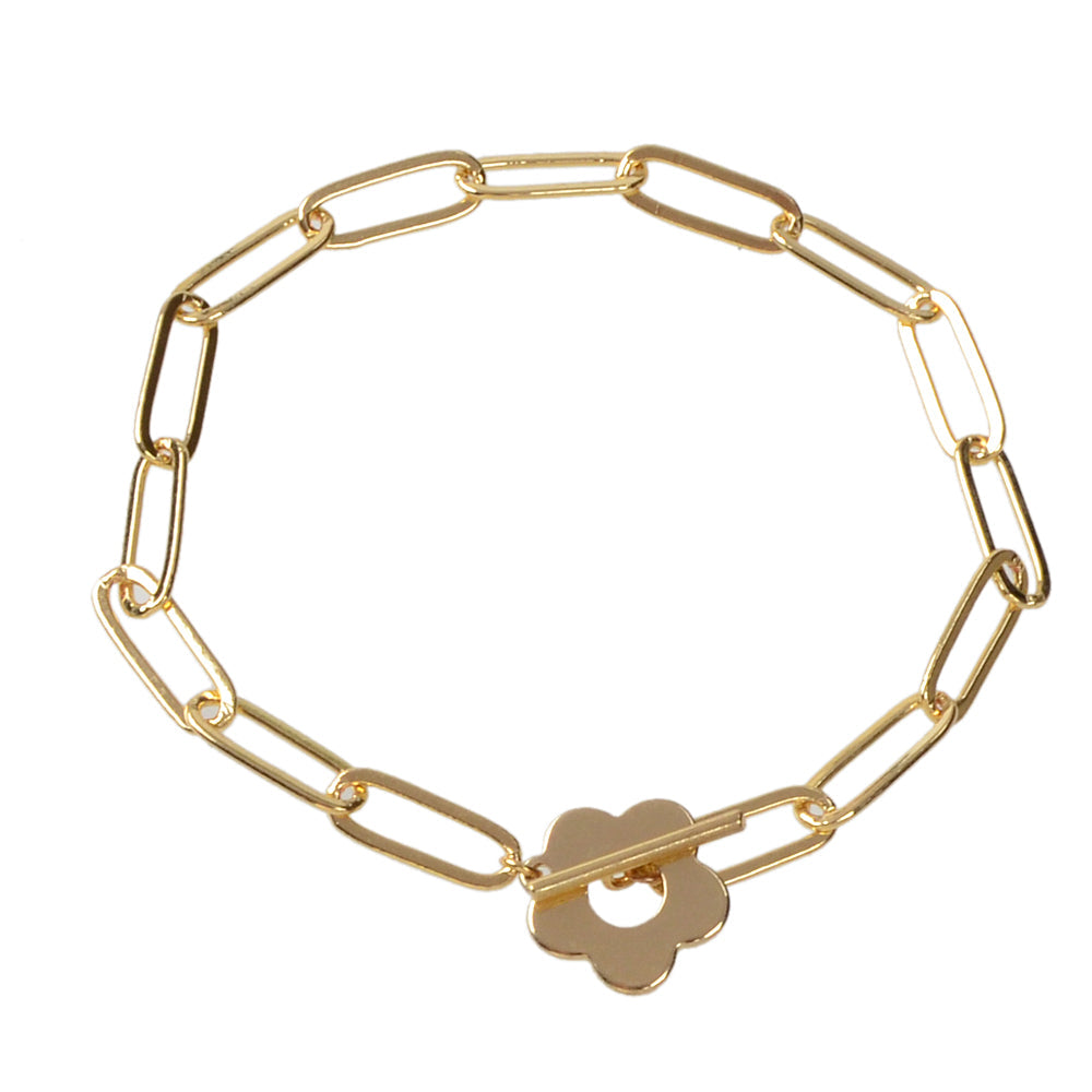Party Decoration for Women Gold Link Chain Flower Charm Classics Bracelets Gift-4