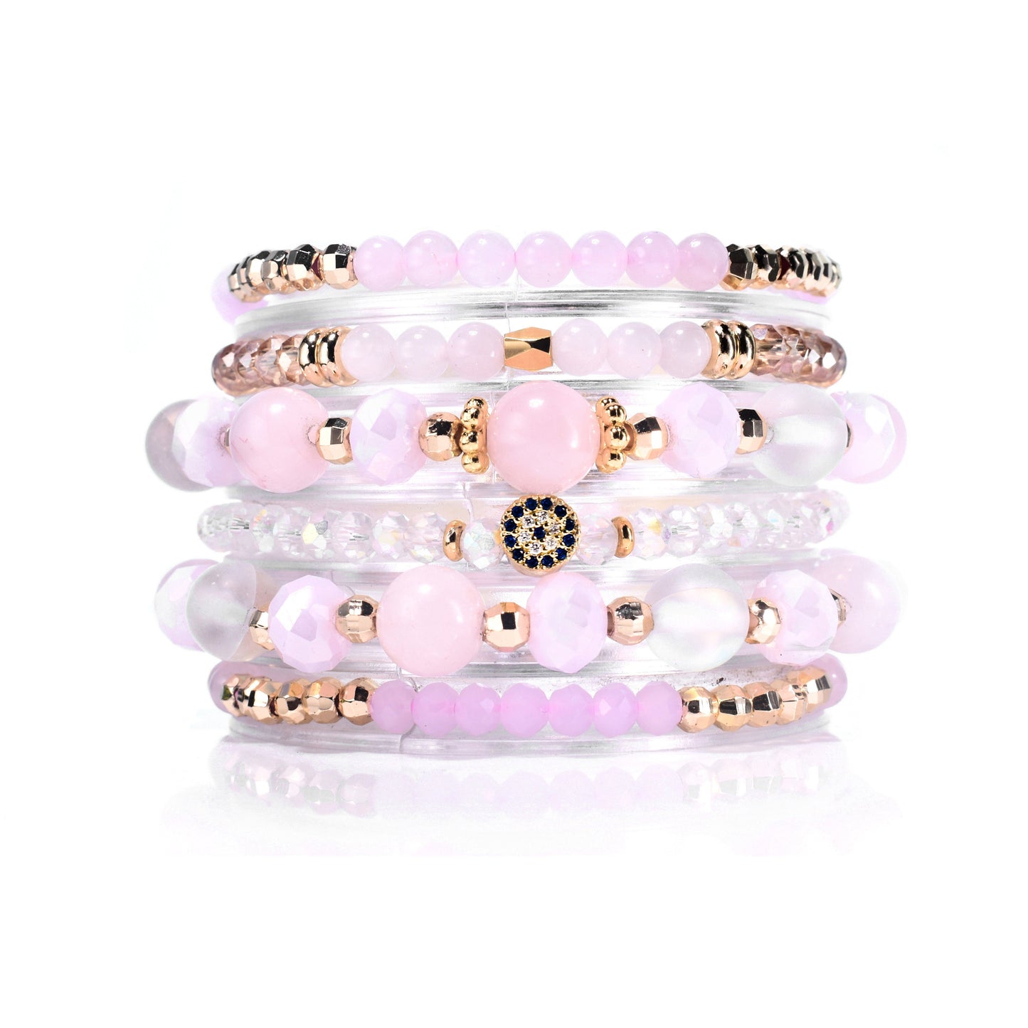 Rose Quartz, Evil Eye Build-Your-Own Bracelet Set-1