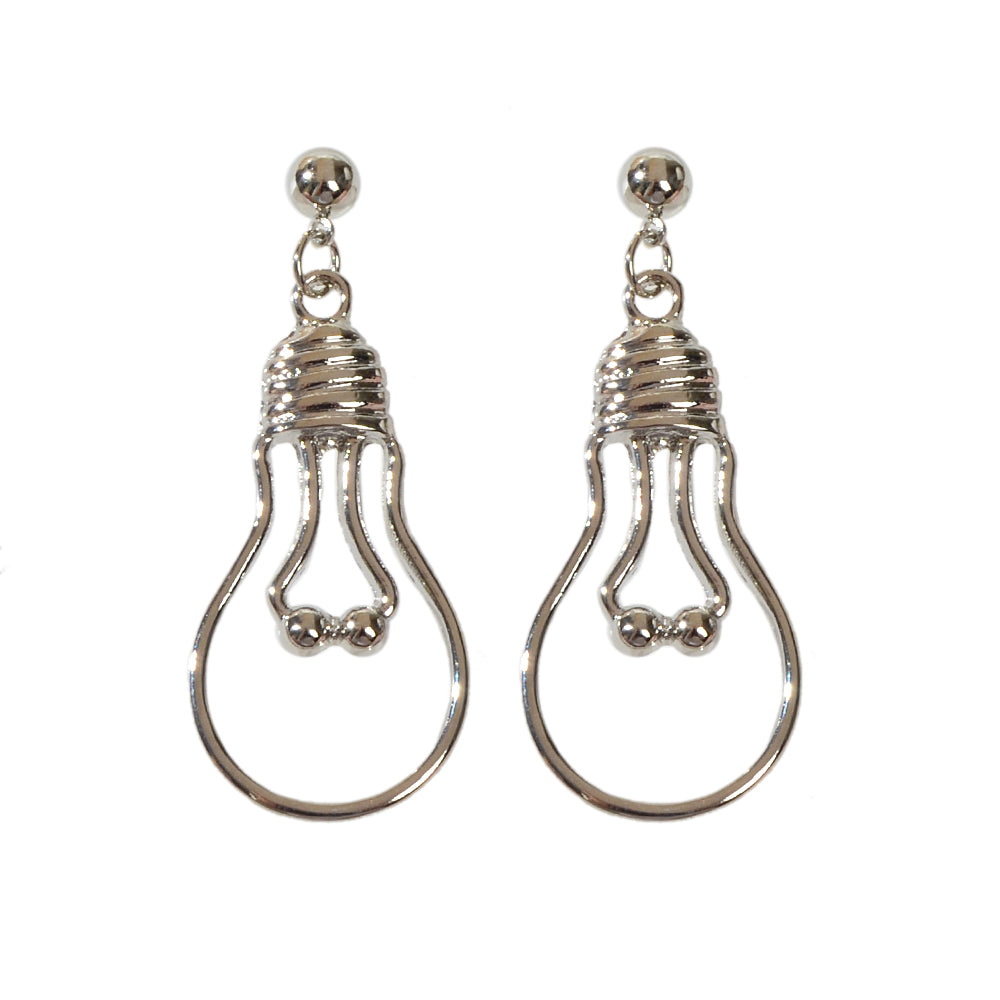 Punk Jewelry Gold Silver Metal Light Bulb Drop Statement Stunning Stud Earrings-5