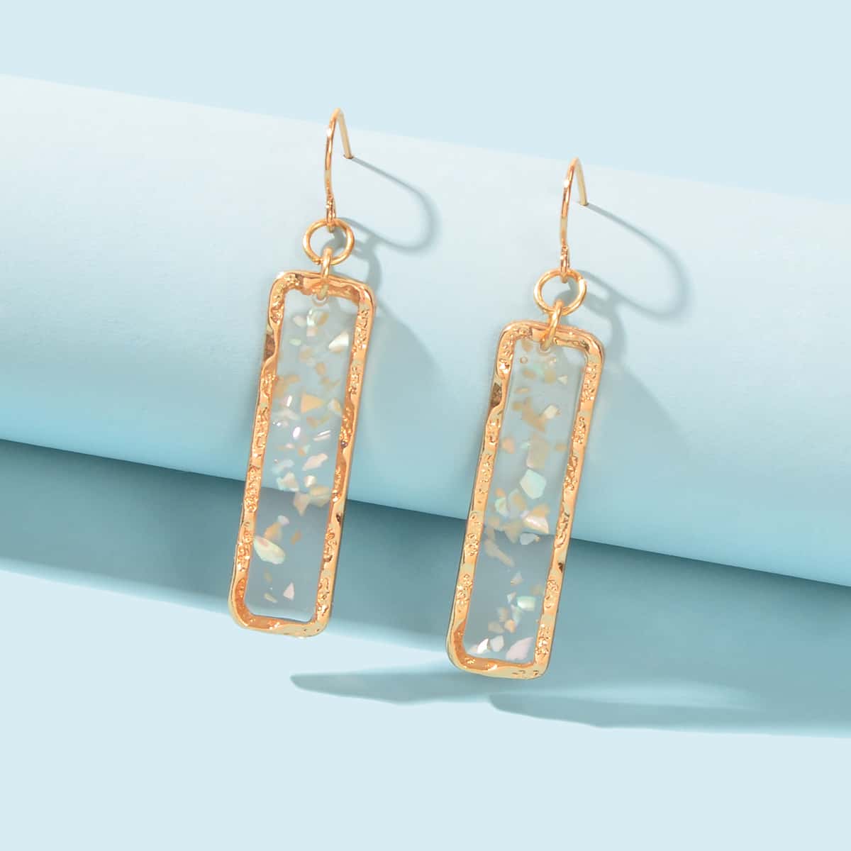 Feelontop Transparent Geometric Square Drop Dangle Earrings Stunning Jewellery-1