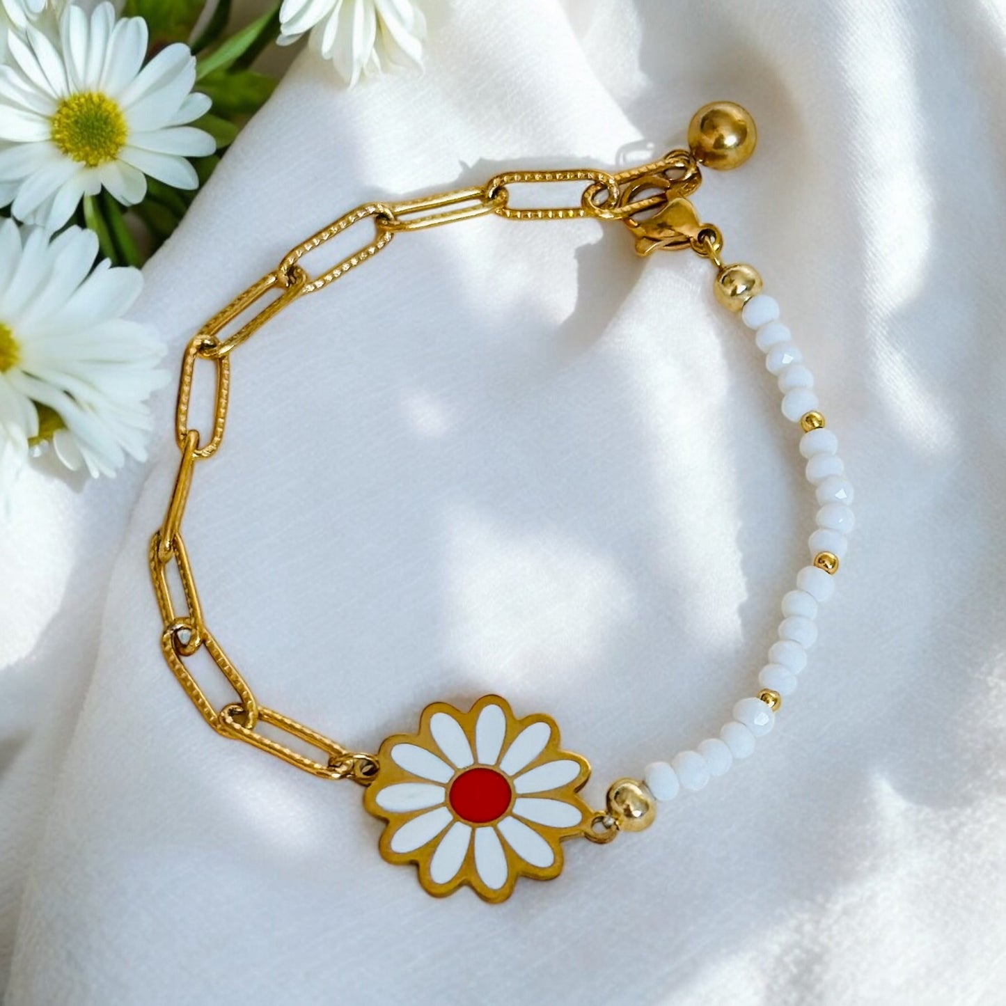 Pearls Moonstone Gold Layering Bracelets Waterproof, 18K Gold Plated-6