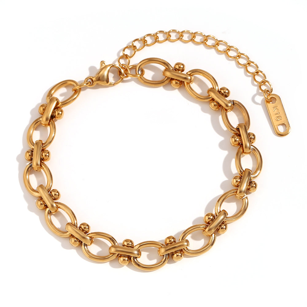 Pearls Moonstone Gold Layering Bracelets Waterproof, 18K Gold Plated-2
