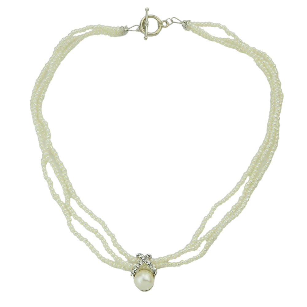 Retro Multi-layer Entangled Pearl Wedding Collar Necklace Beautiful Jewellery-4