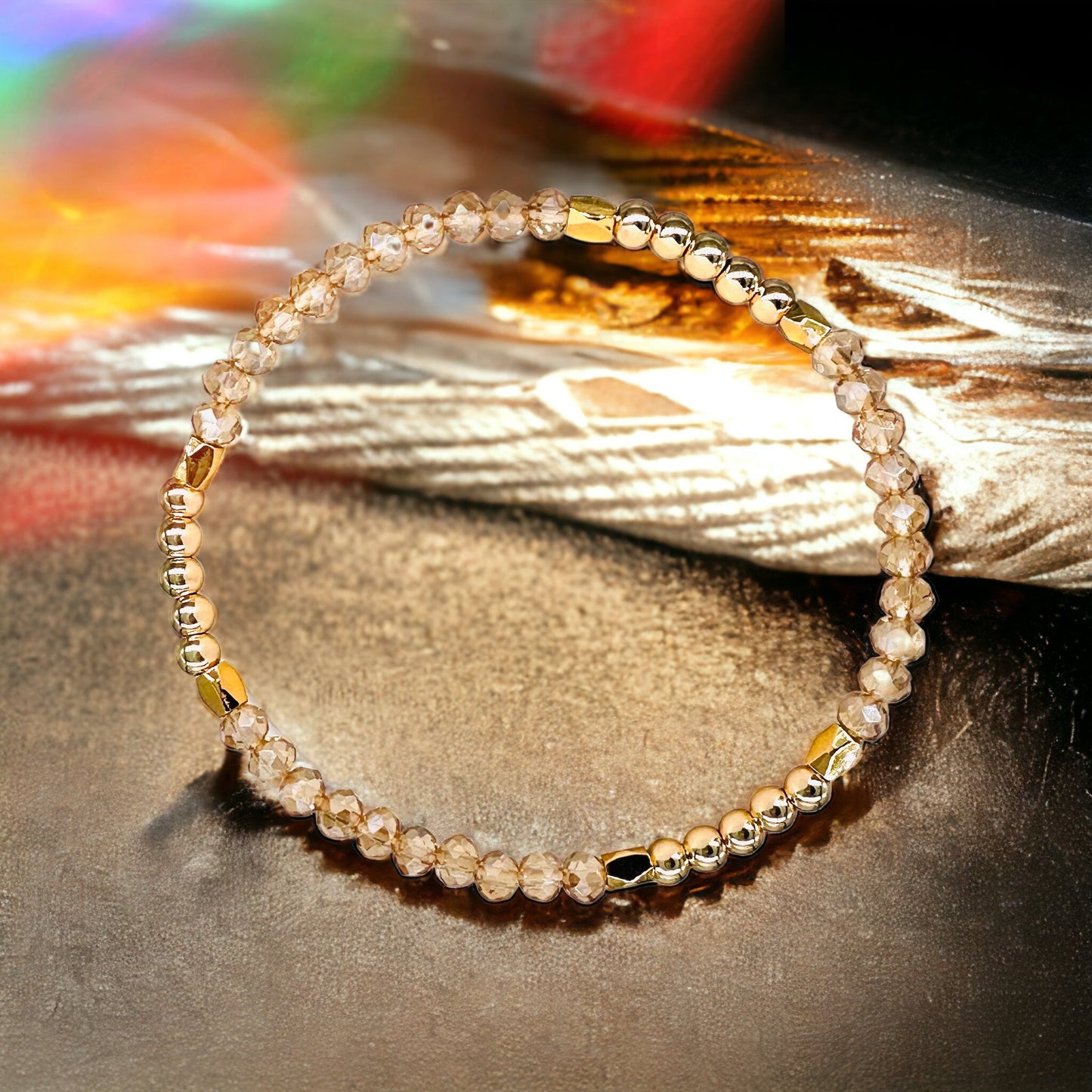 Pearls Moonstone Gold Layering Bracelets Waterproof, 18K Gold Plated-4