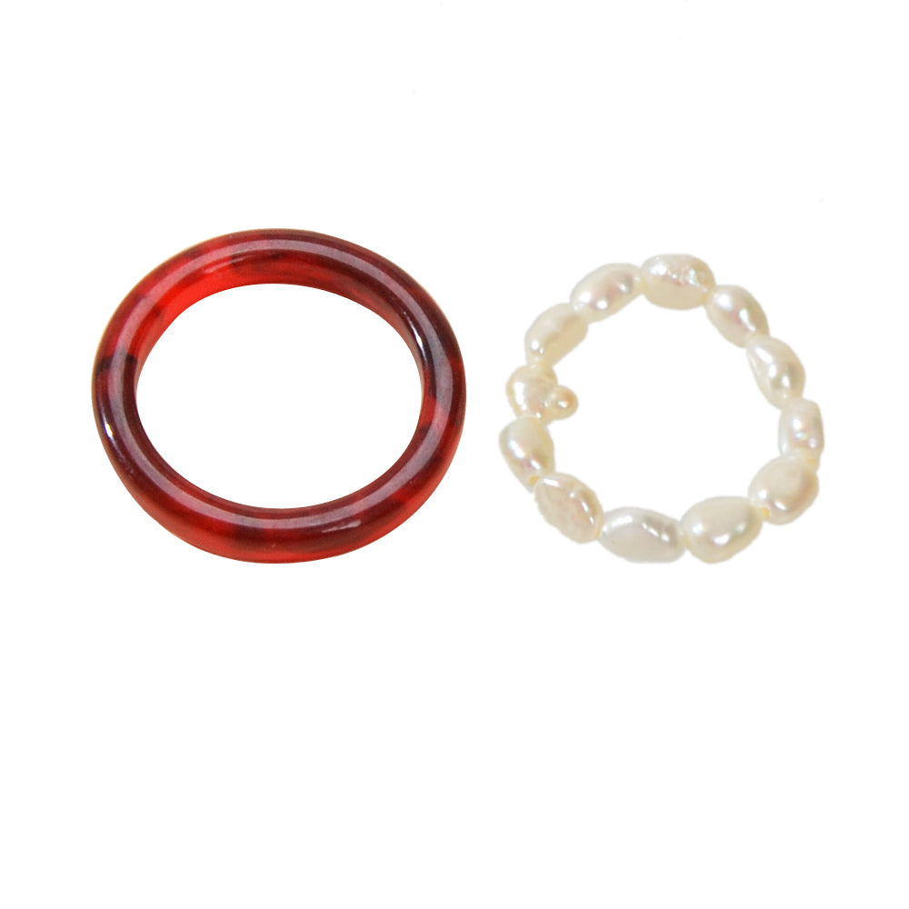 2pcs Pearl Elastic Ring New Women Accessories-4