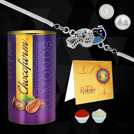 Multicolor Braceletrakhi (K1_y2_ca)  Chocolate Almonds  Rakhi And Chocolate For Brother  Rakhi Gift Chocolate For Brother  Rakhi With Gift