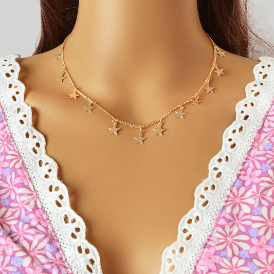Shine Bright Necklace with Multiple Small Star Pendants Celestial Charm Jewelry-0