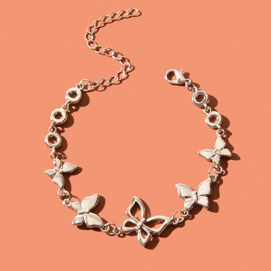 Elegant Silver Chain Butterfly Decor Bracelet for Women Party Dating Jewellery-0