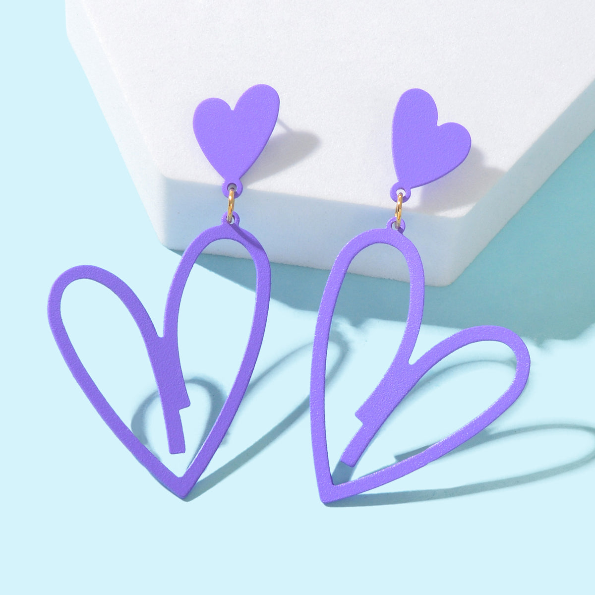 Large Hollow Love Heart Pendant Dangle Earrings for Girls Party Dating Jewellery-8