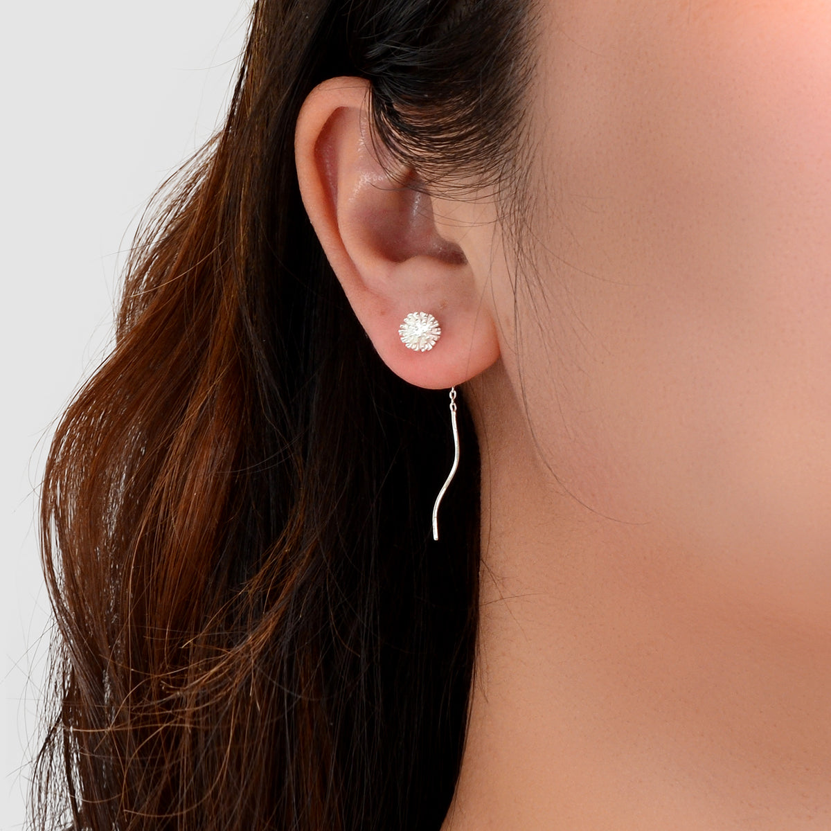 Minimalist Silver Tassel Maple Leaf Long Chain Threader Dangle Earrings Ear Line-4