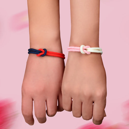 2pcs Valentine's Handmade Knotted Rope Bracelet Matching Couple Best Friend Gift-0