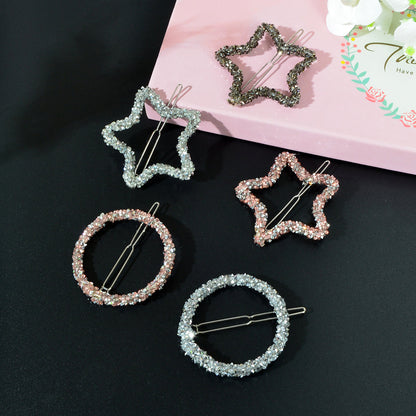 Sparkling Full Rhinestone Star Circular Hair Clip Elegant Hair Accessory Gift-0