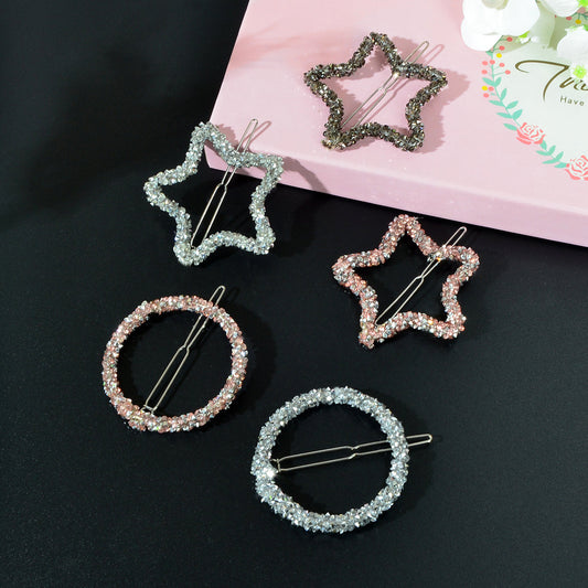 Sparkling Full Rhinestone Star Circular Hair Clip Elegant Hair Accessory Gift-0