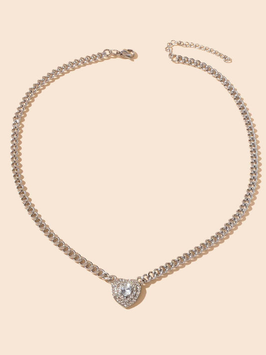 Stunning Silver Heart Pendant Necklace Elegant Jewellery Piece Girls Party Gift-0