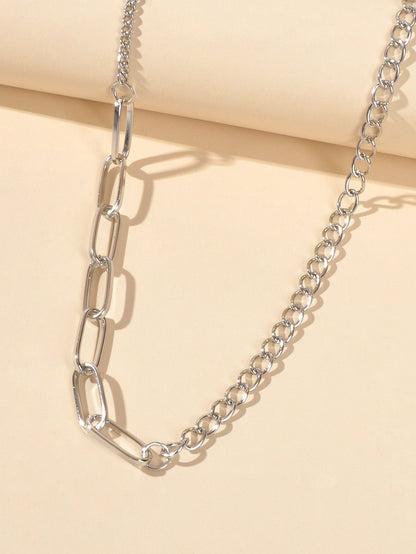 Good Quality Silver Thick Chain Necklace Women Collar Party Decoration Accessory-2