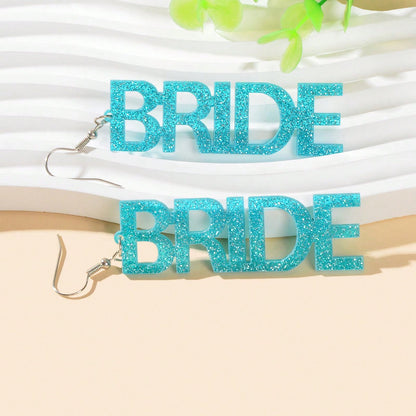 Wedding Bride Dangle Earrings Acrylic Handmade Fun Statement Jewelry Party Gift-10