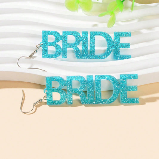 Wedding Bride Dangle Earrings Acrylic Handmade Fun Statement Jewelry Party Gift-10