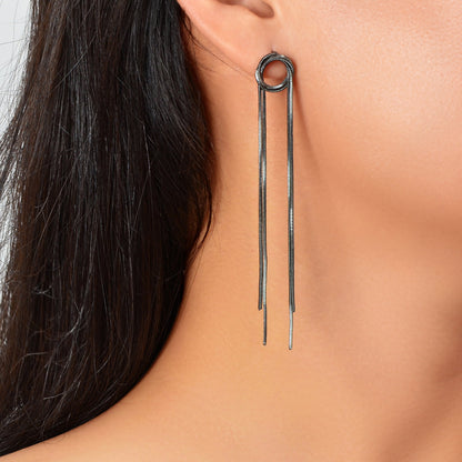 Elegant Chic Long Gold Chain Tassel Dangle Elements Minimalist Earrings Ear Line-5