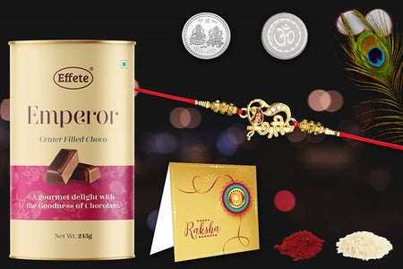 Multicolor Braceletrakhi (K1_201_crm)  Chocolate  Silver And Golden Work Rakhi With Red Dori  Rakhi And Chocolate For Brother  Rakhi Gift Chocolate For Brother  Rakhi With Gift